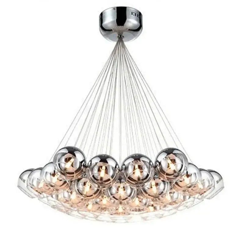 Modern chrome decorbites crystal glass ball pendant light with clear and mirrored spheres for living room use