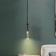 Modern chrome decorbites glass chandeliers with cylindrical design and exposed bulb for living room ambient lighting