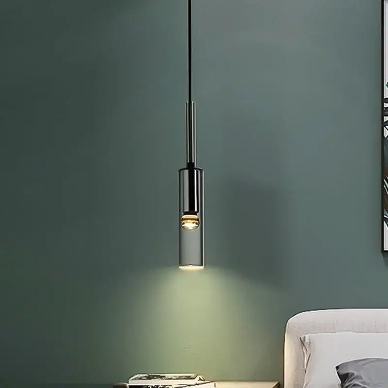 Modern chrome decorbites glass chandeliers with cylindrical design and exposed bulb for living room ambient lighting
