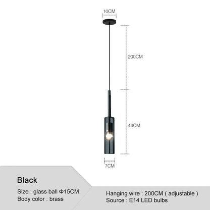 Black glass pendant light with brass body and adjustable 200cm wire for modern decorbites glass chandeliers ambient lighting