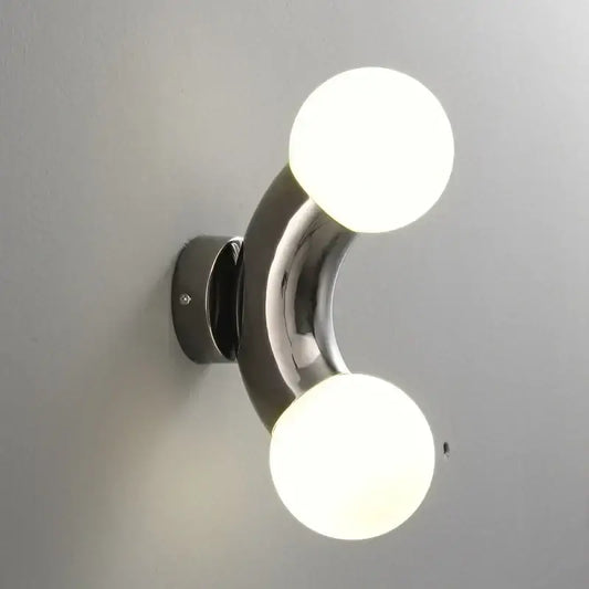Modern chrome designer grape wall sconce with two frosted glass bulbs for bedroom decorbites designer grape lighting