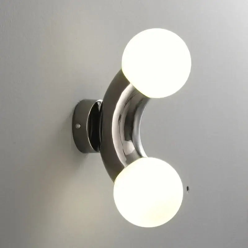 Modern chrome designer grape wall sconce with two frosted glass bulbs for bedroom decorbites designer grape lighting