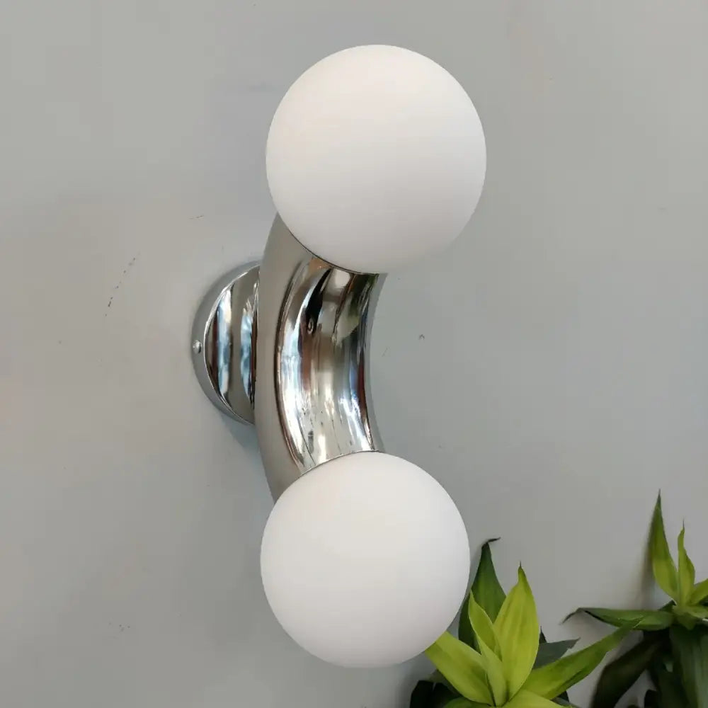 Modern chrome designer grape wall sconce with two frosted white glass shades ideal for bedroom decorbites designer grape