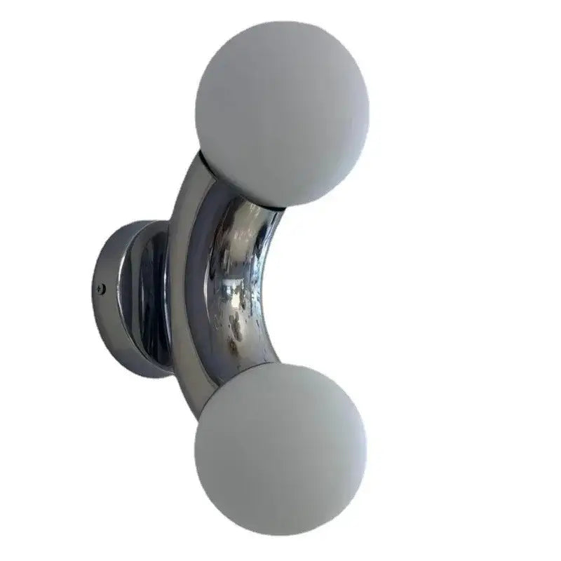Modern chrome decorbites designer grape wall sconce with two frosted glass globes for bedroom lighting