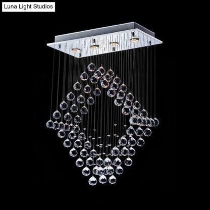 DecorBites™ DecorBites™ Modern Chrome Diamond Flush Ceiling Light Crystal Orb LED Flush Mount Lamp for Dining Room