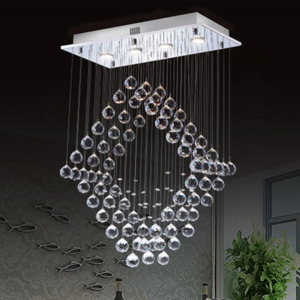 DecorBites™ DecorBites™ Modern Chrome Diamond Flush Ceiling Light Crystal Orb LED Flush Mount Lamp for Dining Room