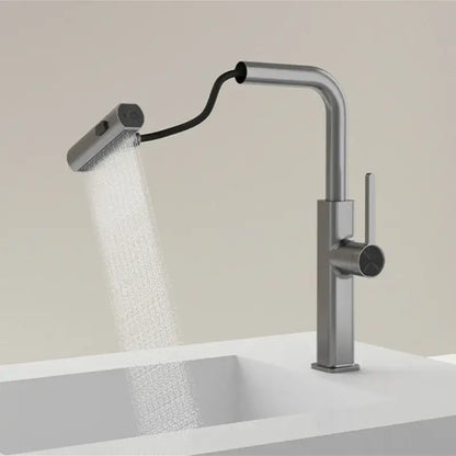 Modern chrome kitchen faucet with digital display and pull out sprayer featuring brushed stainless steel and flexible hose decorbites digital display