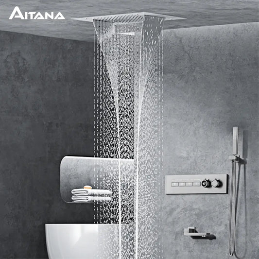 Aitana brand ceiling-mounted rain shower head with sleek modern design chrome finish for digital rainfall shower system