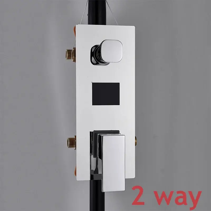 Modern white and chrome-finished 2-way shower valve with sleek rectangular design for digital triple mixer valve sets