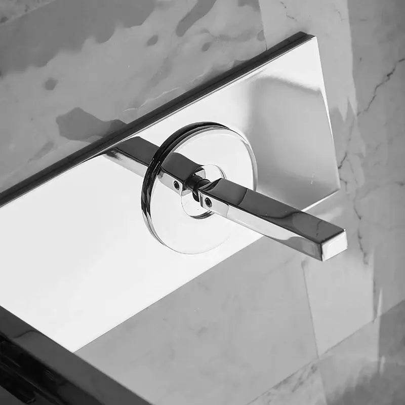 Modern chrome dual handle basin faucet with a sleek wall-mounted design complementing decorbites basin faucet decor