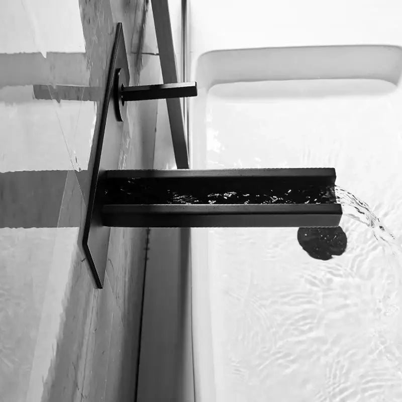 Modern chrome dual handle basin faucet with black matte waterfall spout for bathroom decorbites basin faucet design
