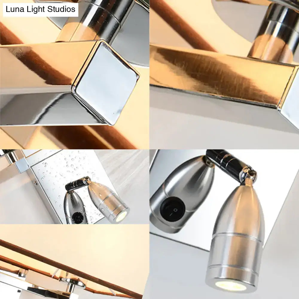 Modern chrome fabric led wall sconce with brushed nickel and chrome accents direct wired electric lighting fixture inches width
