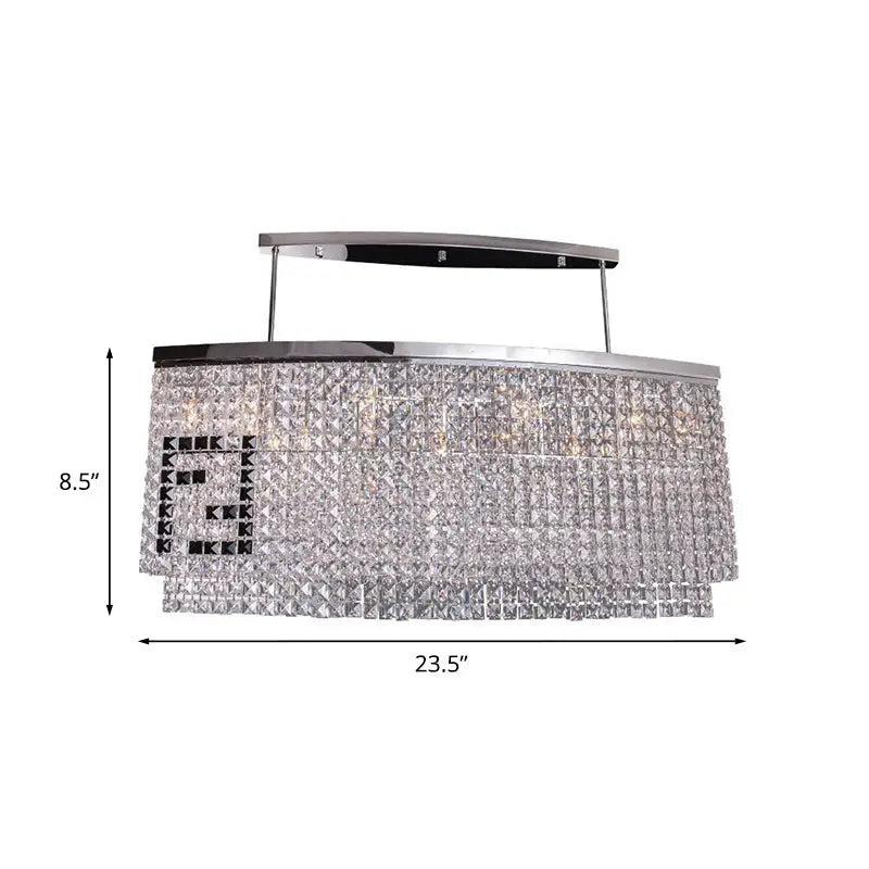 DecorBites modern 6-light island ceiling lamp with faceted crystal shade chrome finish and black k accent stones