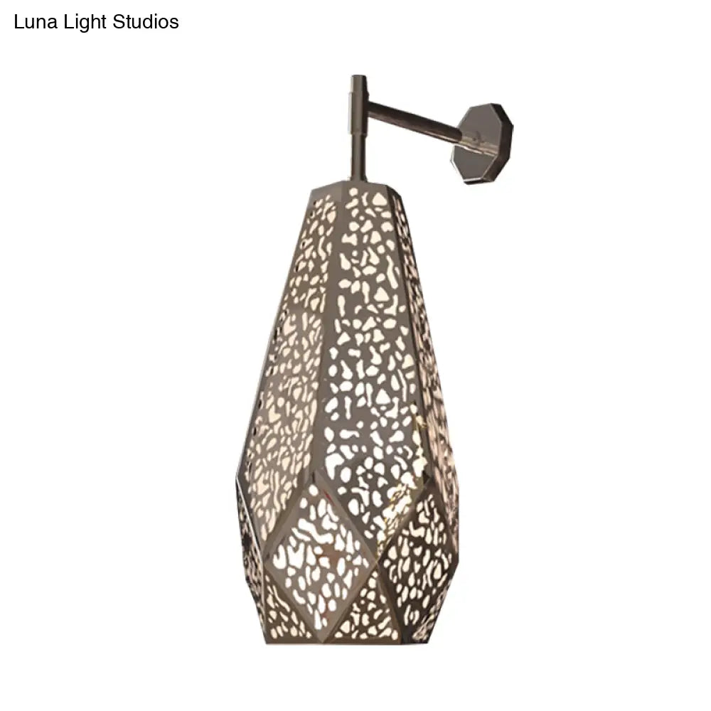 DecorBites™ DecorBites™ Modern Chrome Finish Diamond Wall Sconce: 1-Head Stainless Steel Wall Mount Light with Hollow Out Design