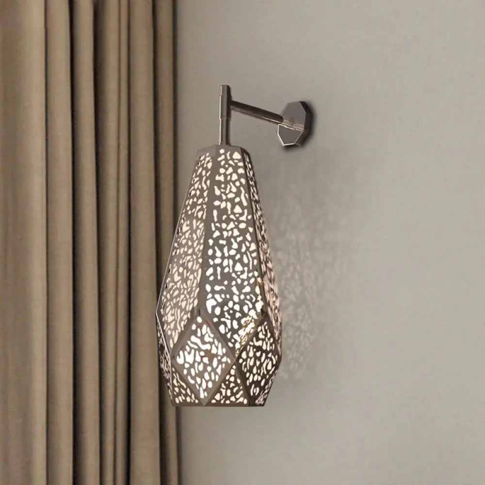 DecorBites™ DecorBites™ Modern Chrome Finish Diamond Wall Sconce: 1-Head Stainless Steel Wall Mount Light with Hollow Out Design