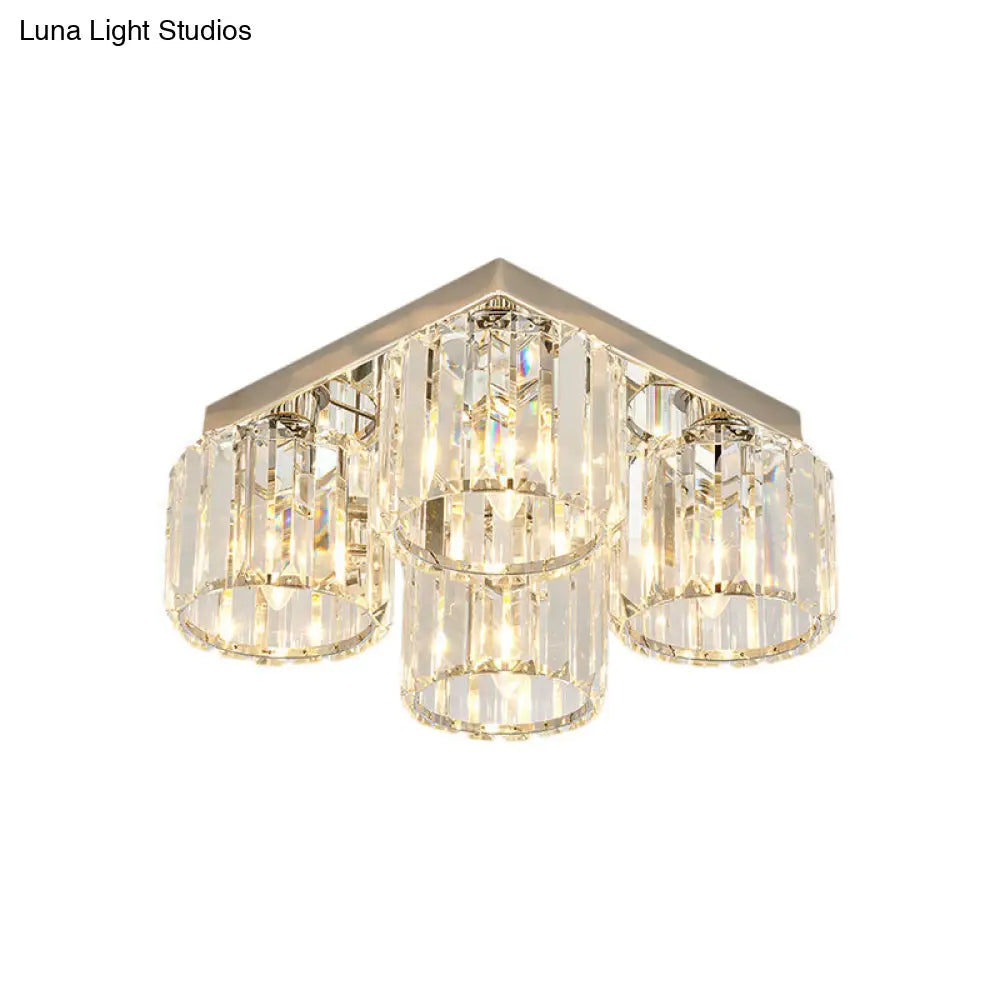 DecorBites™ DecorBites™ Modern Chrome Flush Mount Ceiling Lamp with Prismatic Crystal Bulbs