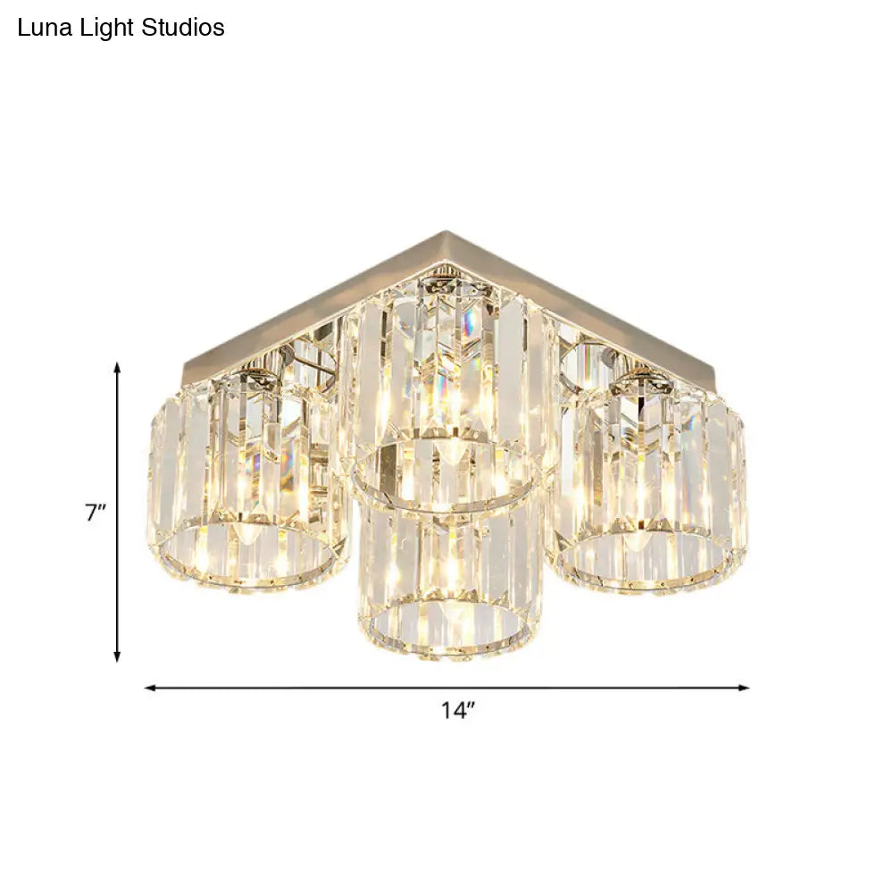DecorBites™ DecorBites™ Modern Chrome Flush Mount Ceiling Lamp with Prismatic Crystal Bulbs