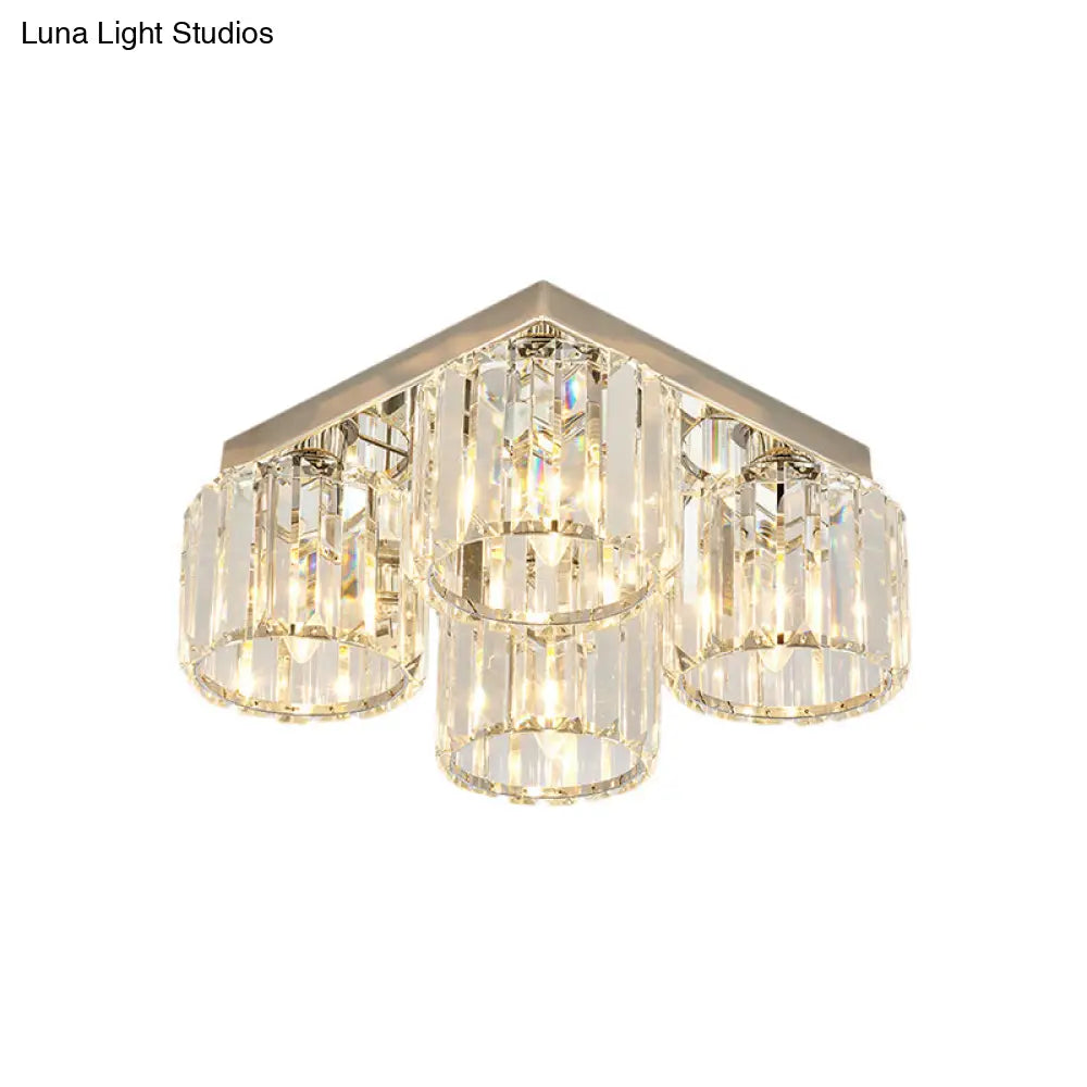 DecorBites™ DecorBites™ Modern Chrome Flush Mount Ceiling Lamp with Prismatic Crystal Bulbs