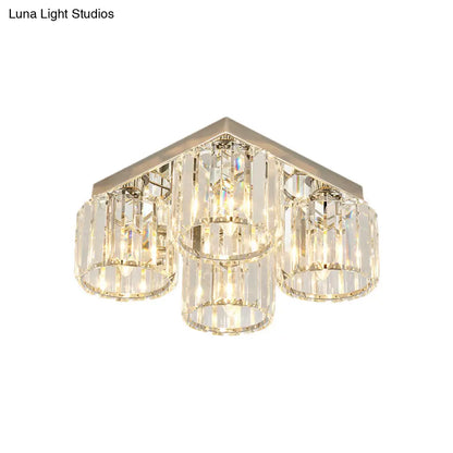 DecorBites™ DecorBites™ Modern Chrome Flush Mount Ceiling Lamp with Prismatic Crystal Bulbs