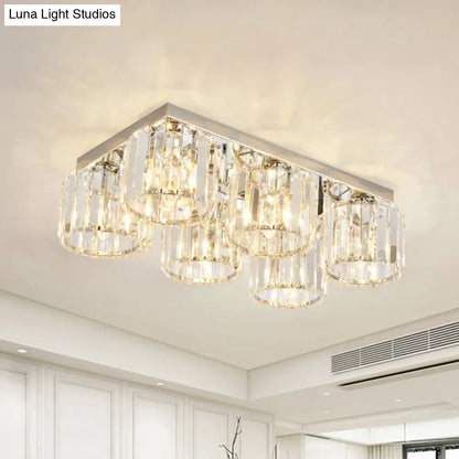 DecorBites™ DecorBites™ Modern Chrome Flush Mount Ceiling Lamp with Prismatic Crystal Bulbs