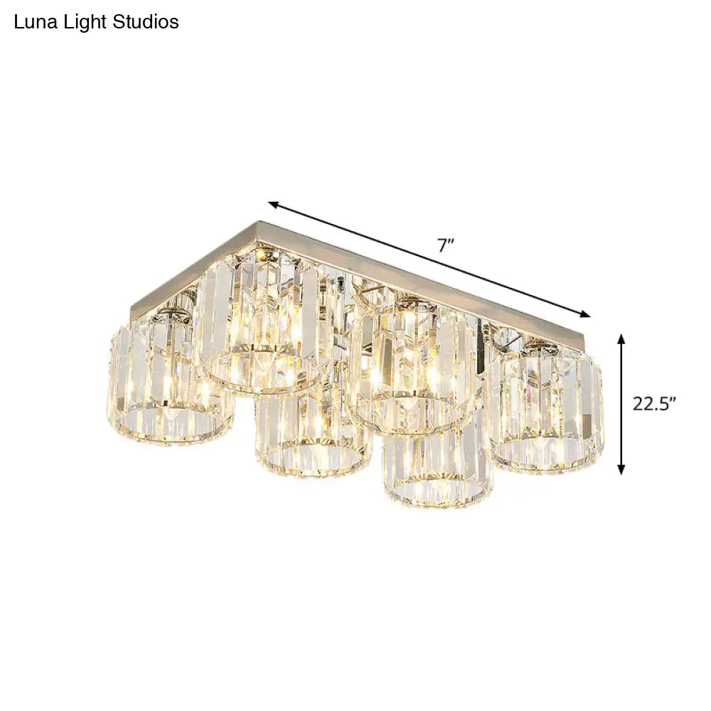 DecorBites™ DecorBites™ Modern Chrome Flush Mount Ceiling Lamp with Prismatic Crystal Bulbs