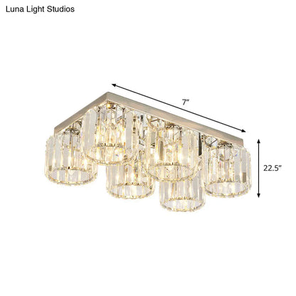 DecorBites™ DecorBites™ Modern Chrome Flush Mount Ceiling Lamp with Prismatic Crystal Bulbs