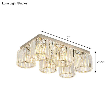 DecorBites™ DecorBites™ Modern Chrome Flush Mount Ceiling Lamp with Prismatic Crystal Bulbs