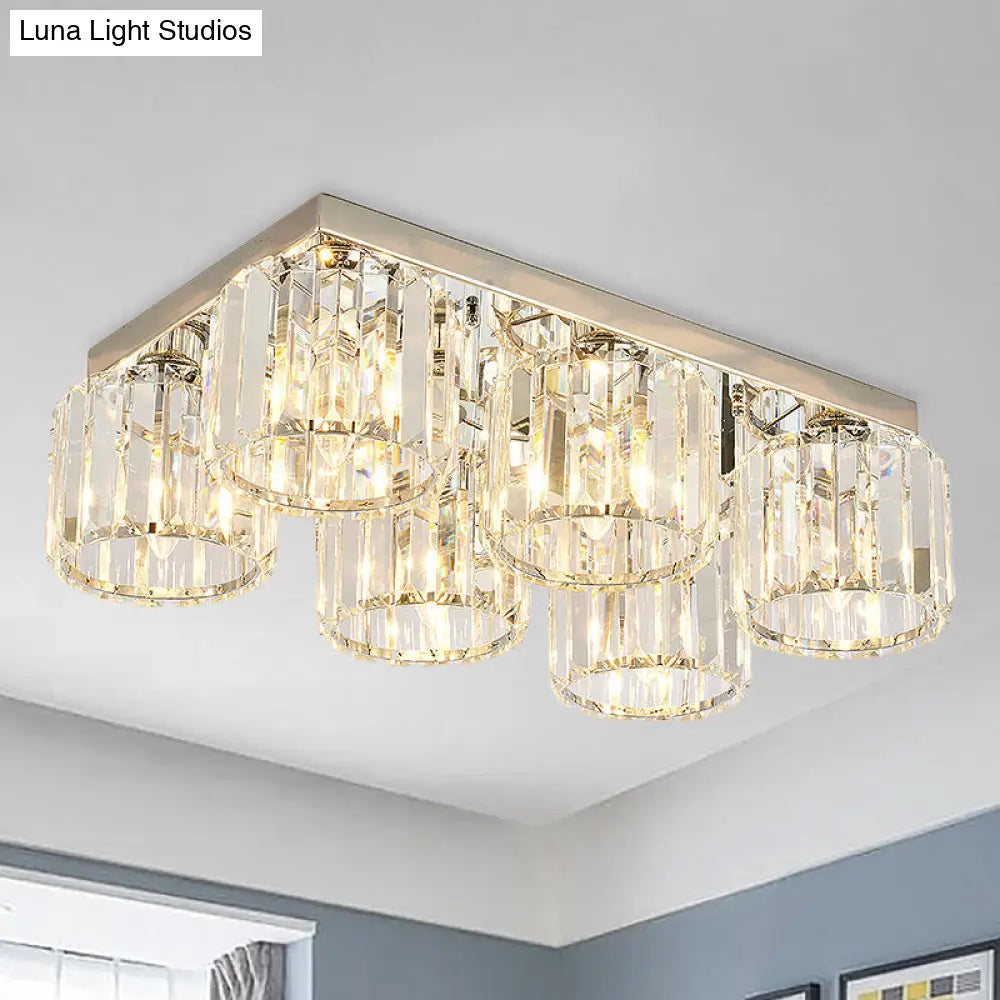 DecorBites™ DecorBites™ Modern Chrome Flush Mount Ceiling Lamp with Prismatic Crystal Bulbs