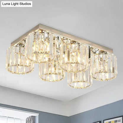 DecorBites™ DecorBites™ Modern Chrome Flush Mount Ceiling Lamp with Prismatic Crystal Bulbs