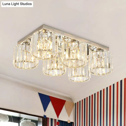 DecorBites™ DecorBites™ Modern Chrome Flush Mount Ceiling Lamp with Prismatic Crystal Bulbs