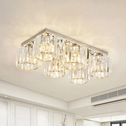 DecorBites™ DecorBites™ Modern Chrome Flush Mount Ceiling Lamp with Prismatic Crystal Bulbs