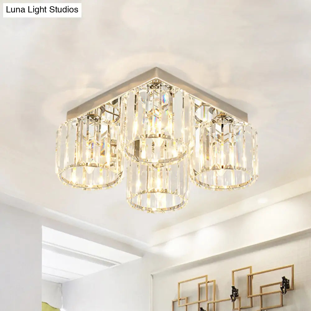 DecorBites™ DecorBites™ Modern Chrome Flush Mount Ceiling Lamp with Prismatic Crystal Bulbs