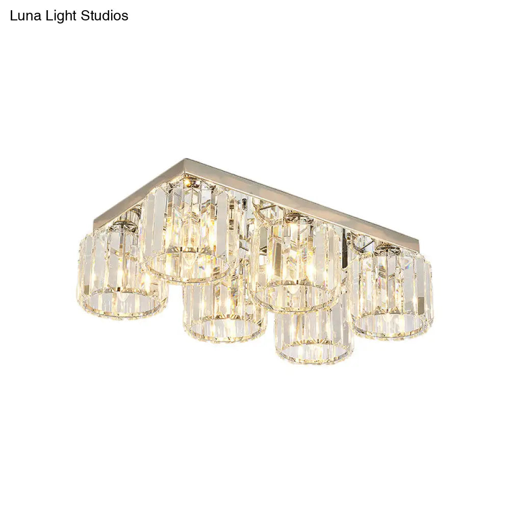 DecorBites™ DecorBites™ Modern Chrome Flush Mount Ceiling Lamp with Prismatic Crystal Bulbs