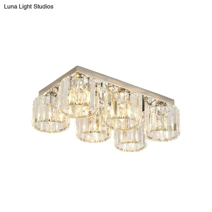 DecorBites™ DecorBites™ Modern Chrome Flush Mount Ceiling Lamp with Prismatic Crystal Bulbs