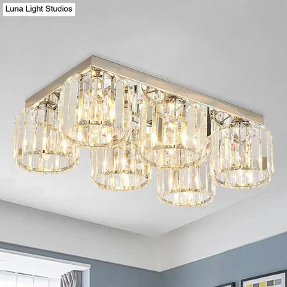 DecorBites™ DecorBites™ Modern Chrome Flush Mount Ceiling Lamp with Prismatic Crystal Bulbs