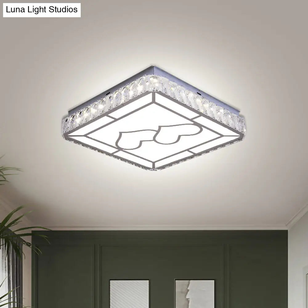 DecorBites™ DecorBites™ Modern Chrome Flush Mount Ceiling Light with Crystal LED & Artistic Heart Design