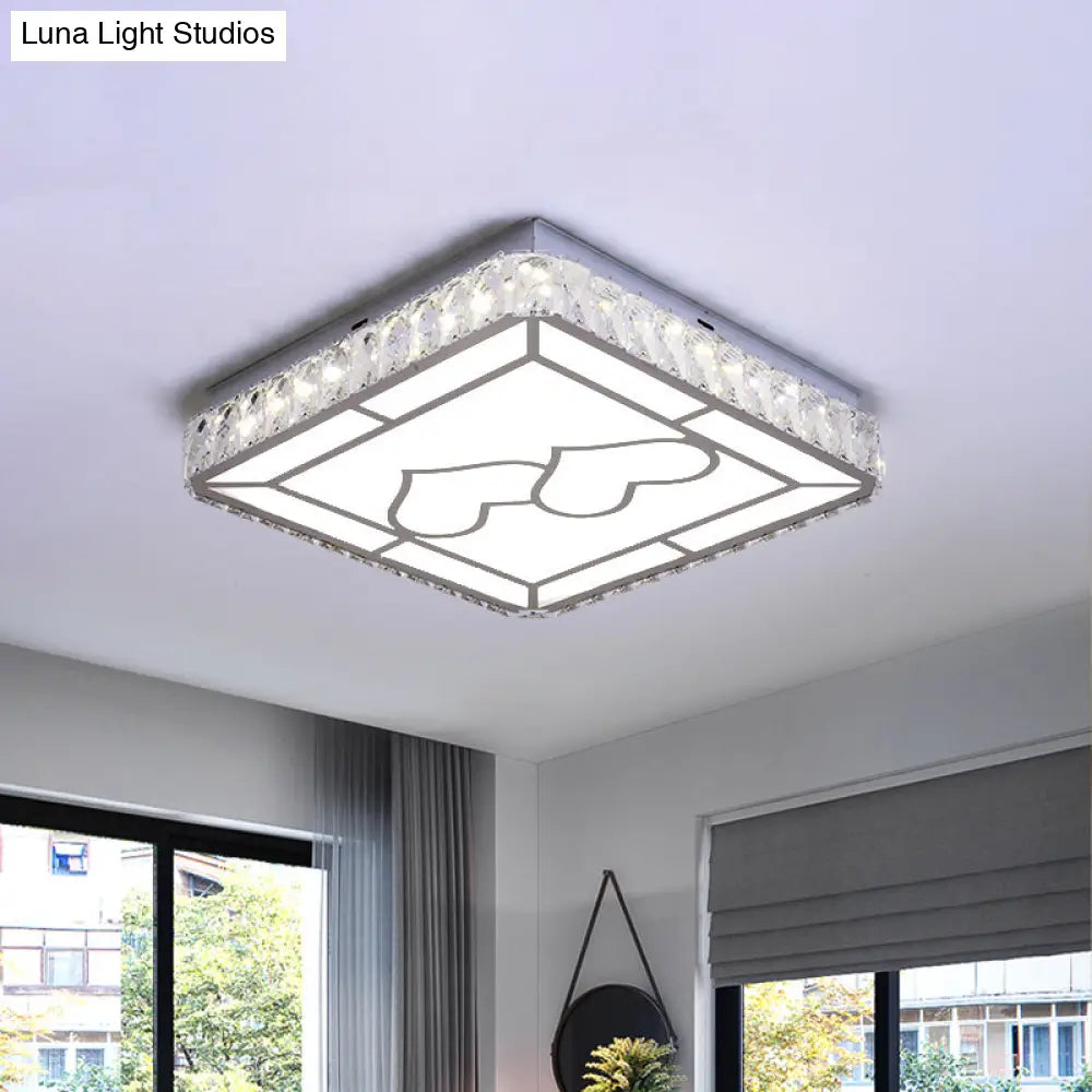 DecorBites™ DecorBites™ Modern Chrome Flush Mount Ceiling Light with Crystal LED & Artistic Heart Design