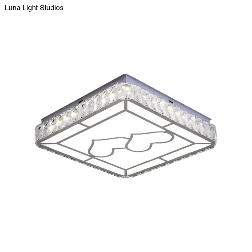 DecorBites™ DecorBites™ Modern Chrome Flush Mount Ceiling Light with Crystal LED & Artistic Heart Design