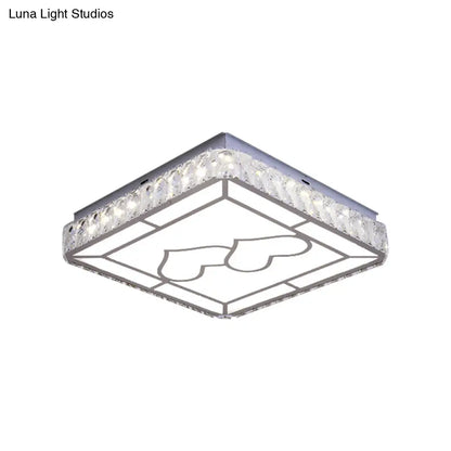 DecorBites™ DecorBites™ Modern Chrome Flush Mount Ceiling Light with Crystal LED & Artistic Heart Design