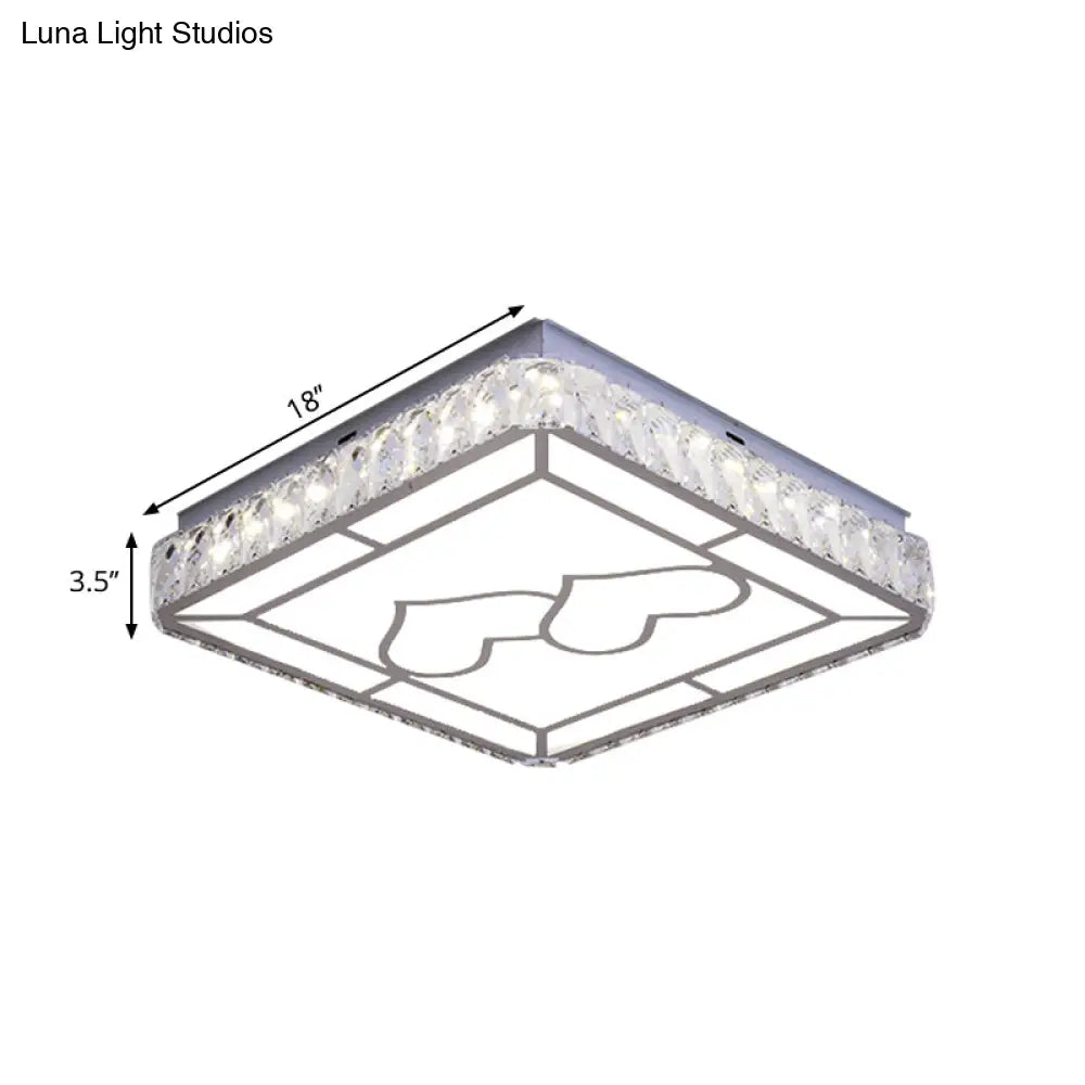 DecorBites™ DecorBites™ Modern Chrome Flush Mount Ceiling Light with Crystal LED & Artistic Heart Design