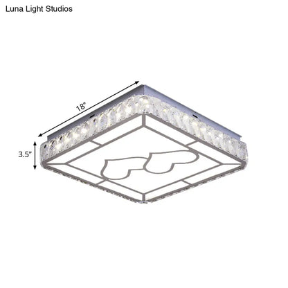 DecorBites™ DecorBites™ Modern Chrome Flush Mount Ceiling Light with Crystal LED & Artistic Heart Design