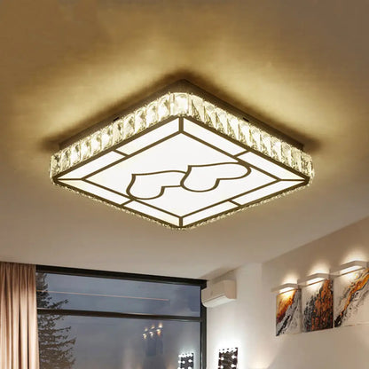 DecorBites™ DecorBites™ Modern Chrome Flush Mount Ceiling Light with Crystal LED & Artistic Heart Design