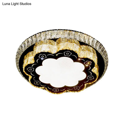 DecorBites™ DecorBites™ Modern Chrome Flush Mount Ceiling Light with Faceted Glass Floral Design for Bedroom