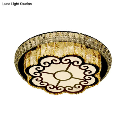 DecorBites™ DecorBites™ Modern Chrome Flush Mount Ceiling Light with Faceted Glass Floral Design for Bedroom