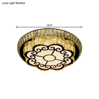 DecorBites™ DecorBites™ Modern Chrome Flush Mount Ceiling Light with Faceted Glass Floral Design for Bedroom