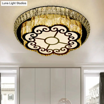 DecorBites™ DecorBites™ Modern Chrome Flush Mount Ceiling Light with Faceted Glass Floral Design for Bedroom