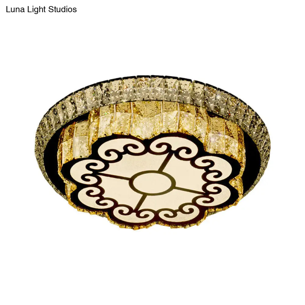 DecorBites™ DecorBites™ Modern Chrome Flush Mount Ceiling Light with Faceted Glass Floral Design for Bedroom