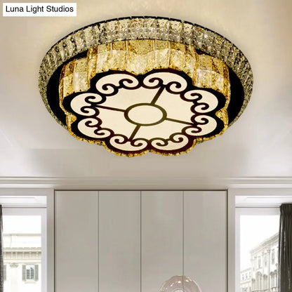 DecorBites™ DecorBites™ Modern Chrome Flush Mount Ceiling Light with Faceted Glass Floral Design for Bedroom