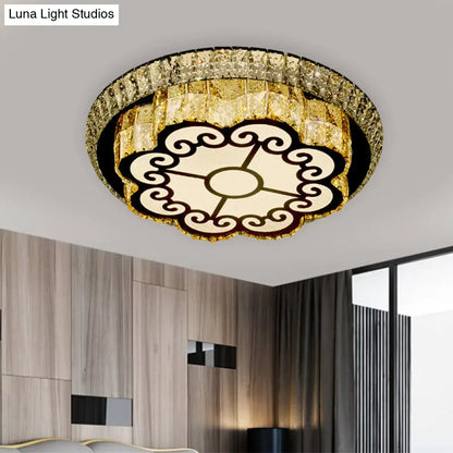 DecorBites™ DecorBites™ Modern Chrome Flush Mount Ceiling Light with Faceted Glass Floral Design for Bedroom