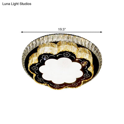 DecorBites™ DecorBites™ Modern Chrome Flush Mount Ceiling Light with Faceted Glass Floral Design for Bedroom